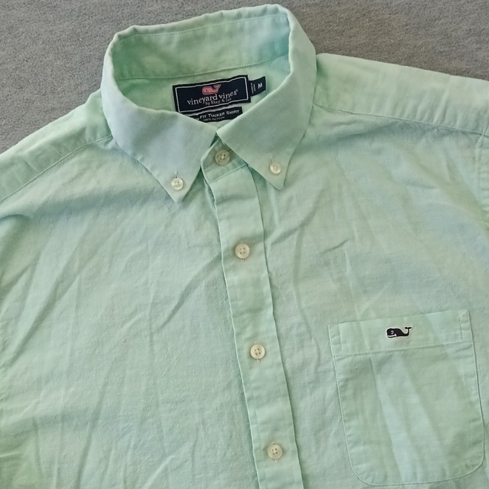 Vineyard Vines Mens Slim Fit Tucker Shirt Mint Green Cotton Button Down Size M